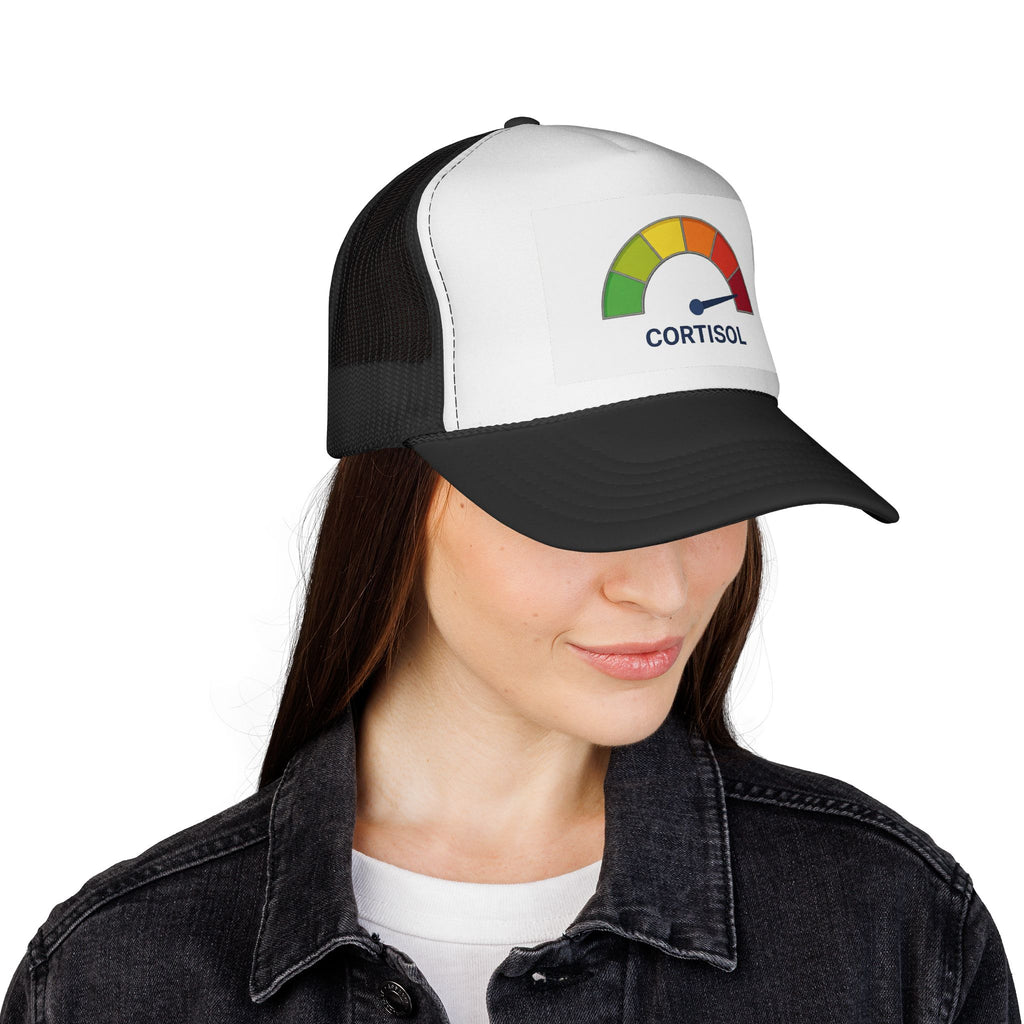 Cortisol Spike Trucker Cap — Bold Graphic Mesh Snapback Hat