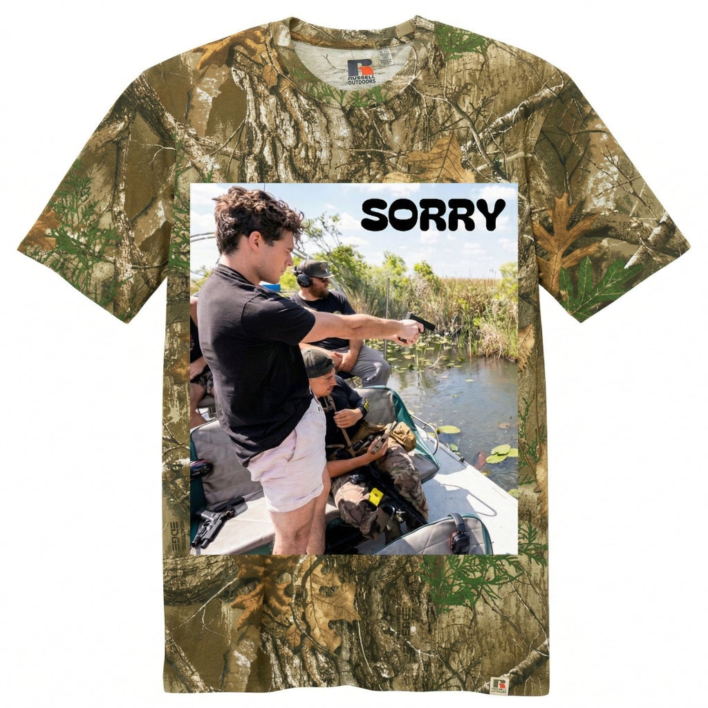 'Sorry' Clavicular Gator Hunting Photo Tee — Men's Graphic T-Shirt